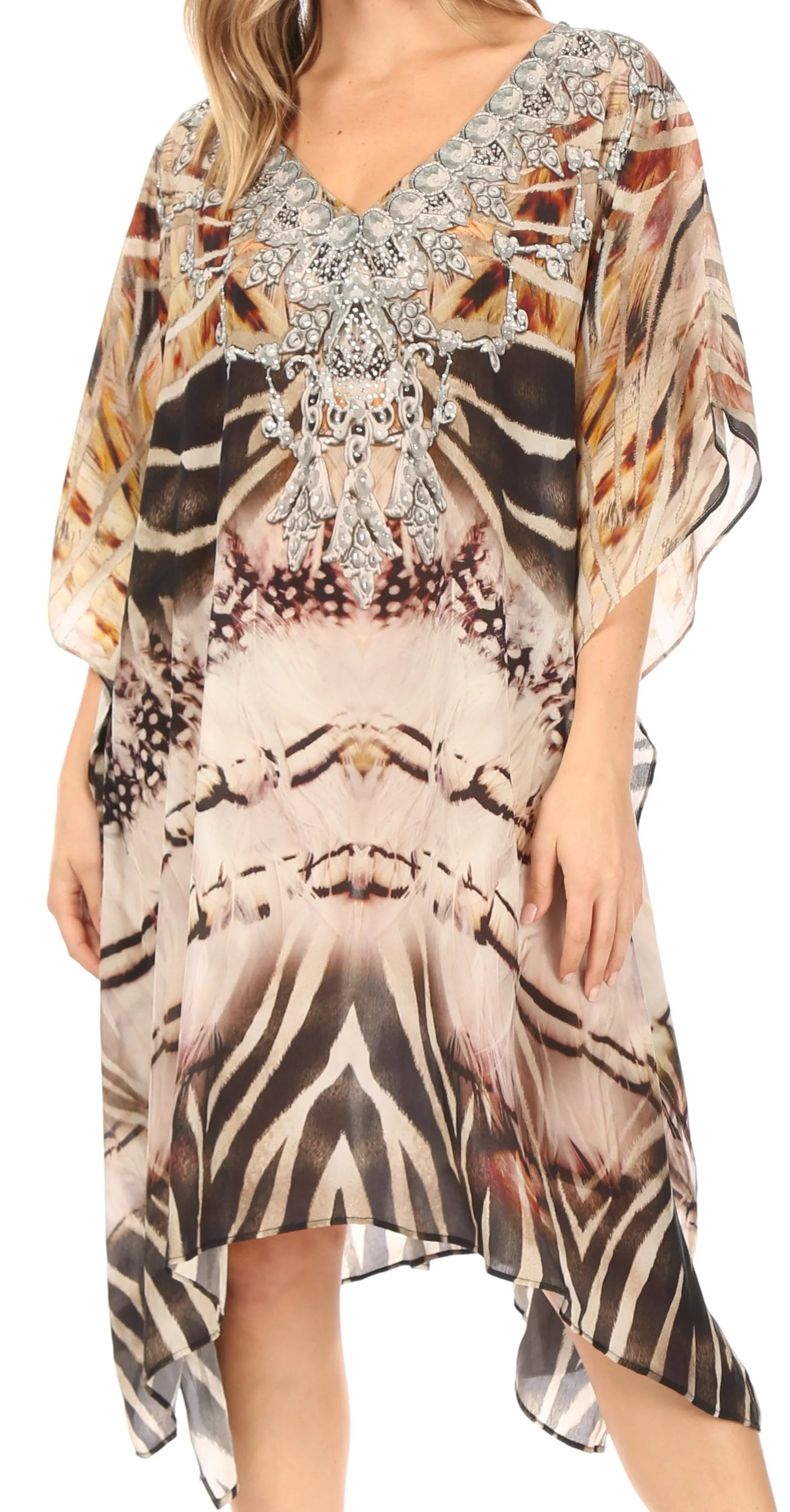 Sakkas MiuMiu Ligthweight Summer Printed Short Caftan Dress / Cover Up