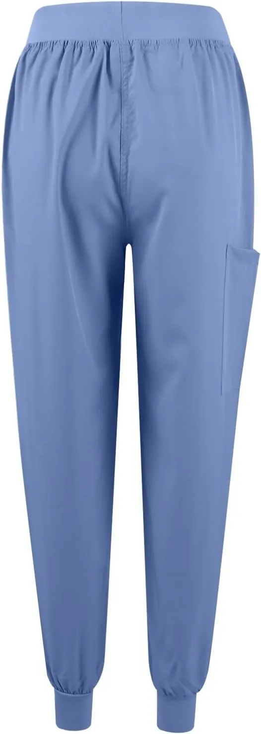 Scrubs for Women Set Stretch V-Neck Scrub Tops with Pockets & Cargo Pant Quick Drying Solid Nurse Uniform