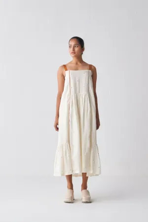 Sleeveless Gathered Hem Dress - Rust Polka
