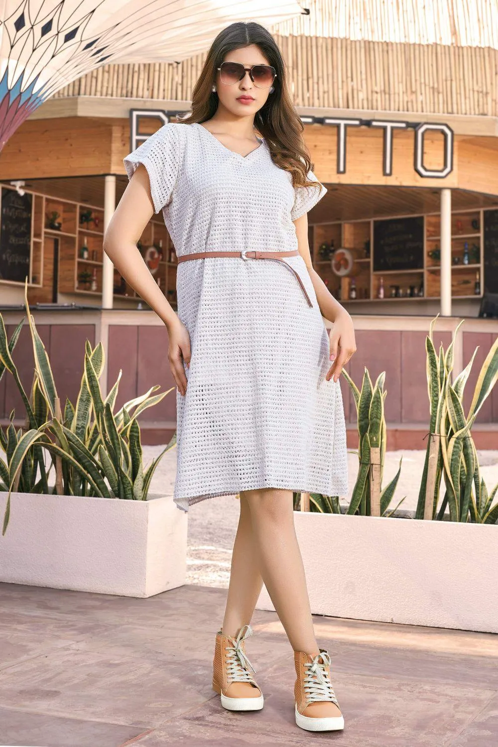 Summer Wear A-line Knitted Dress
