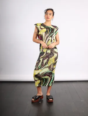 Tardivo Dress in Khaki by Pleats Please Issey Miyake