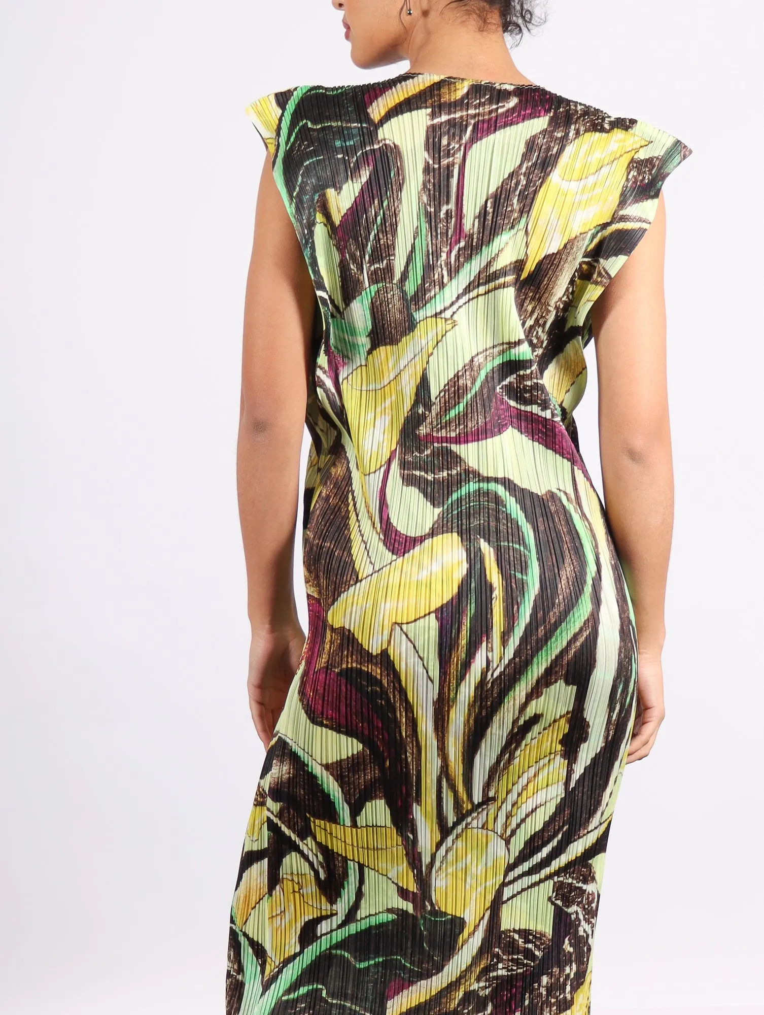 Tardivo Dress in Khaki by Pleats Please Issey Miyake