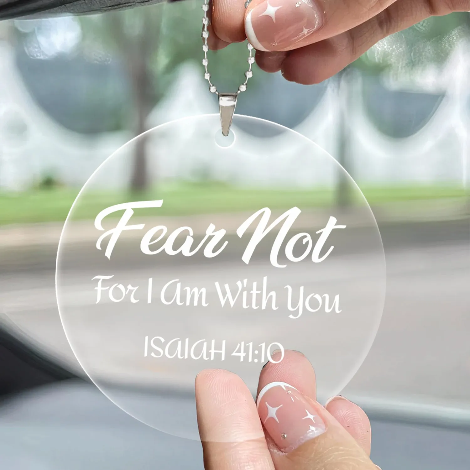Teesdily | Customized Jesus Bible Verse Acrylic Ornament, Fear Not For I Am With You Bible Quote Ornament, Jesus Lovers Gifts, Christian Home Decor