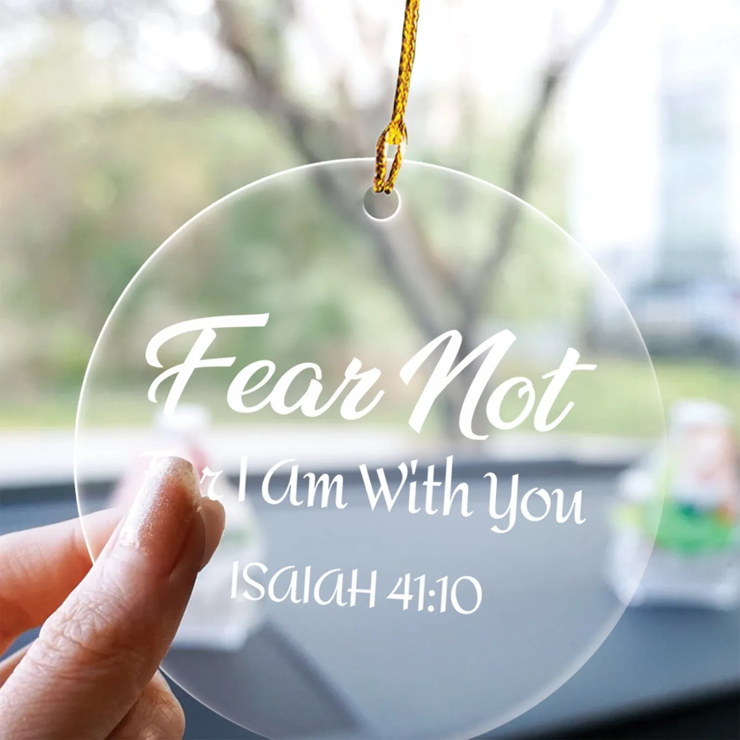 Teesdily | Customized Jesus Bible Verse Acrylic Ornament, Fear Not For I Am With You Bible Quote Ornament, Jesus Lovers Gifts, Christian Home Decor