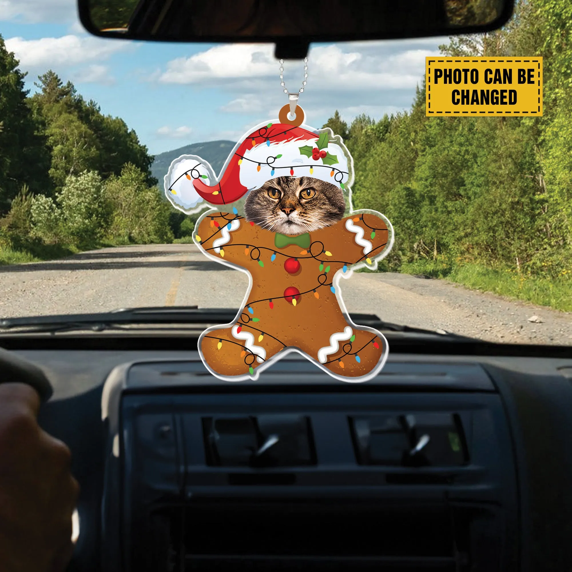 Teesdily | Personalized Grumpy Cat Gingerbread Ornament Christmas, Gingerbread Man Cat Christmas Ornament Car Hanging, Cat Mom, Cat Lover Gifts