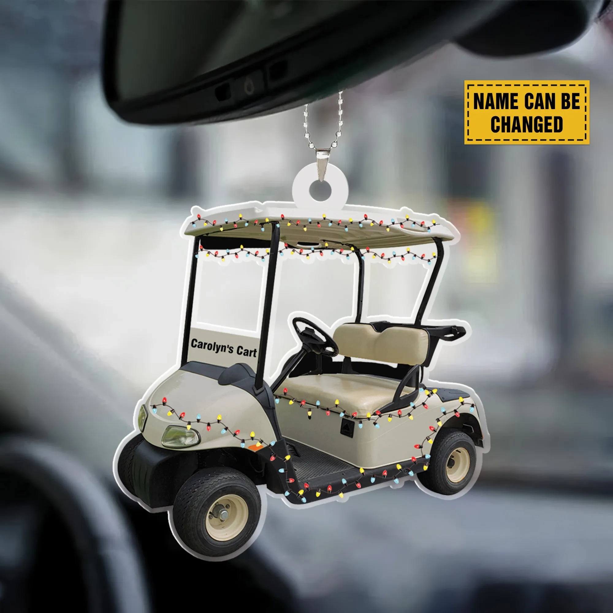 Teesdily | Personalized Name Golf Cart Car Pendant Hanging, Custom Golf Christmas Ornament, Gift For Golf Lovers, Golf Car Xmas Custom 2d Ornament