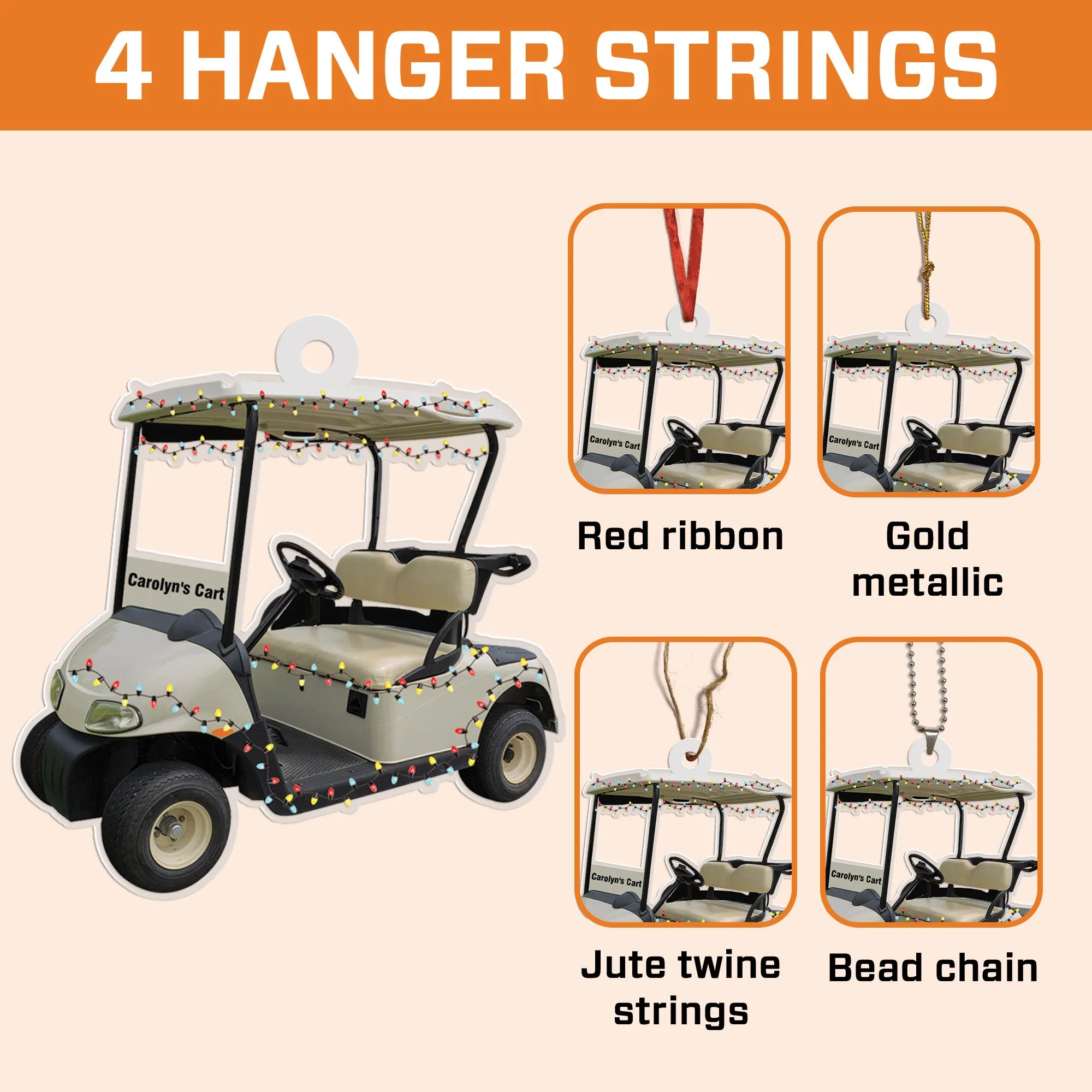 Teesdily | Personalized Name Golf Cart Car Pendant Hanging, Custom Golf Christmas Ornament, Gift For Golf Lovers, Golf Car Xmas Custom 2d Ornament