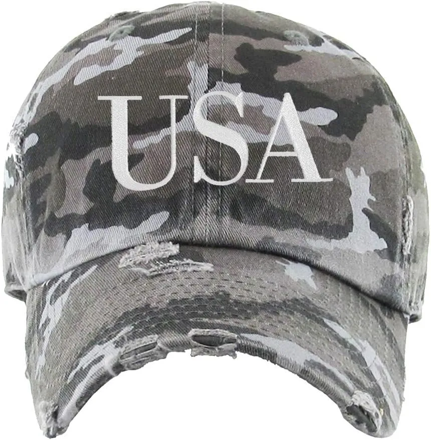 USA Embroidered Vintage Baseball Cap Cotton Adjustable Distressed Dad Hat