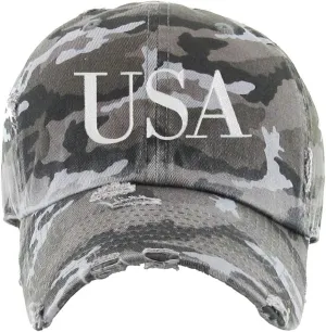 USA Embroidered Vintage Baseball Cap Cotton Adjustable Distressed Dad Hat