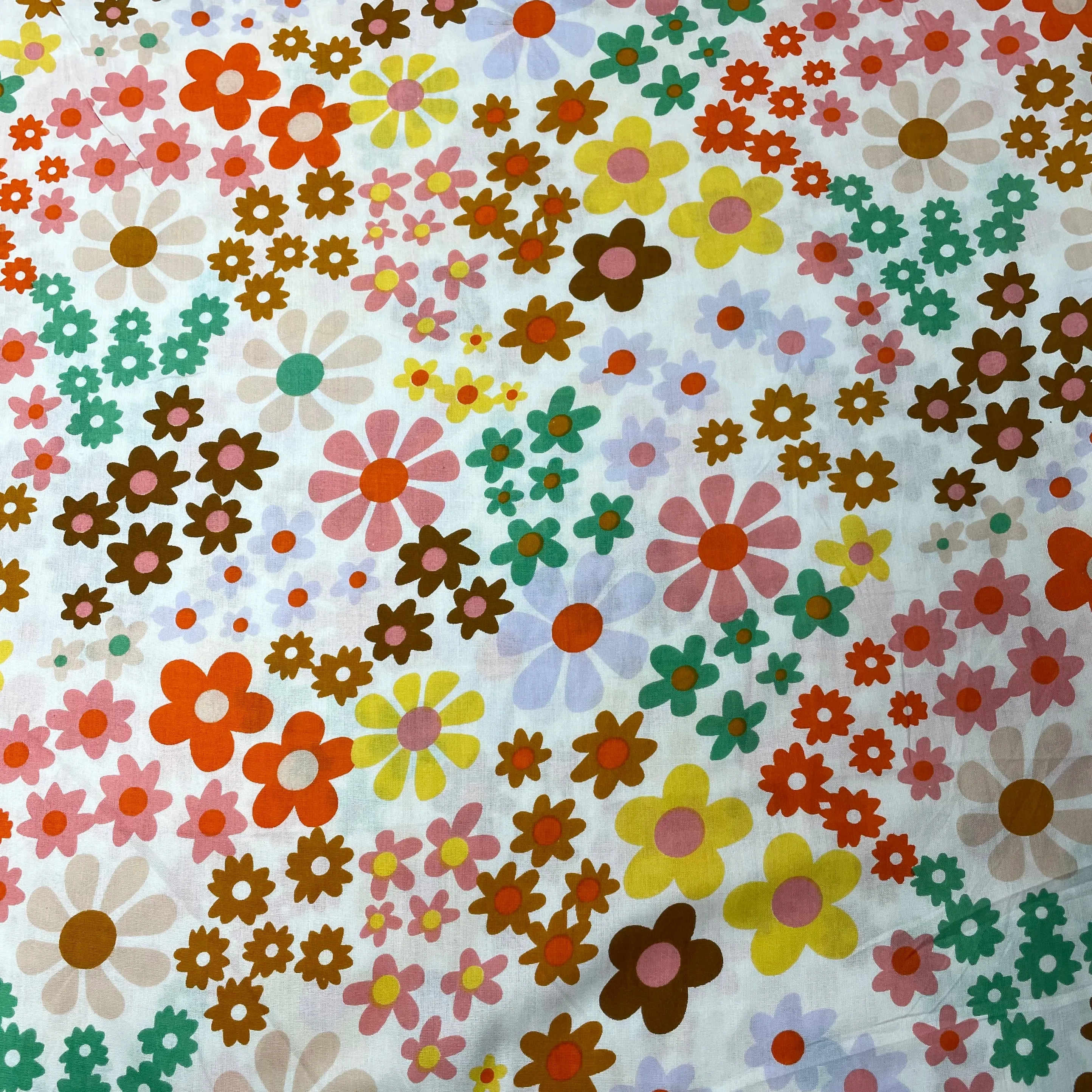 White With Multicolor Floral Print Rayon Fabric