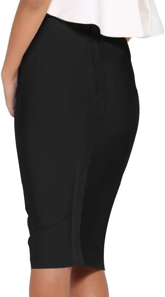 Women's High Waist Knee Length Bandage Pencil Skirt