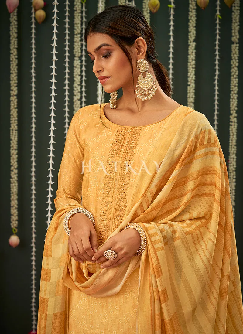 Yellow Embroidered Pakistani Salwar Kameez